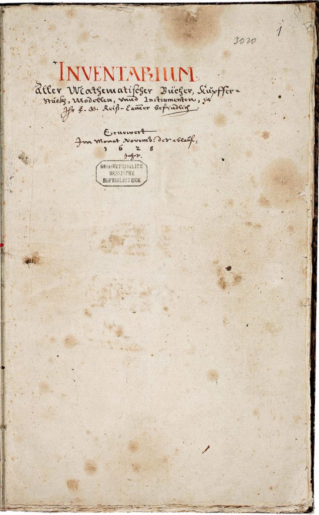 Abb. 2: Inventarium der Reißkammer, Titelblatt, [1628–1643]