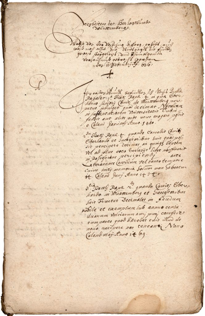 Abb. 6: Verzeichnis von Dokumenten aus der Festung Hohenasperg und dem Stuttgarter Archiv von 1636, Hauptstaatsarchiv Stuttgart, A 265, Bü 42.