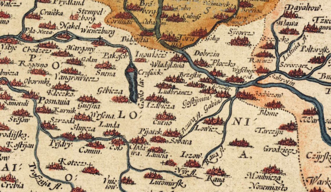 Fig. 3. Detail of the map of Poland by Wacław Grodecki, printed in Ortelius’s Theatrum orbis terrarum Antwerp 1573); Public domain. From the copy of the State Library of New South Wales.