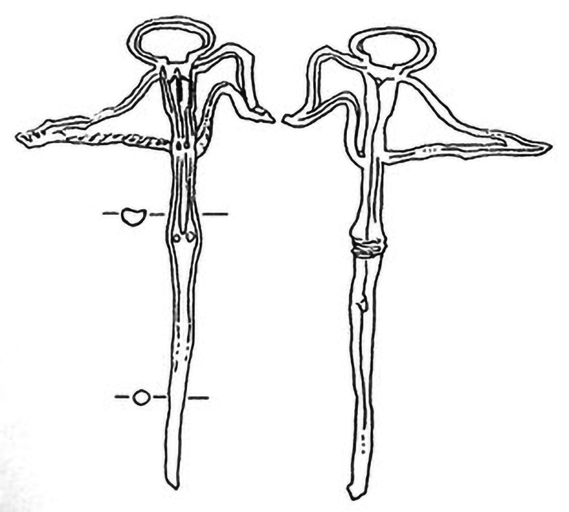 Fig. 6. Miniature crossbow from Prague, after: Huml 1991, p. 212, fig. 14.