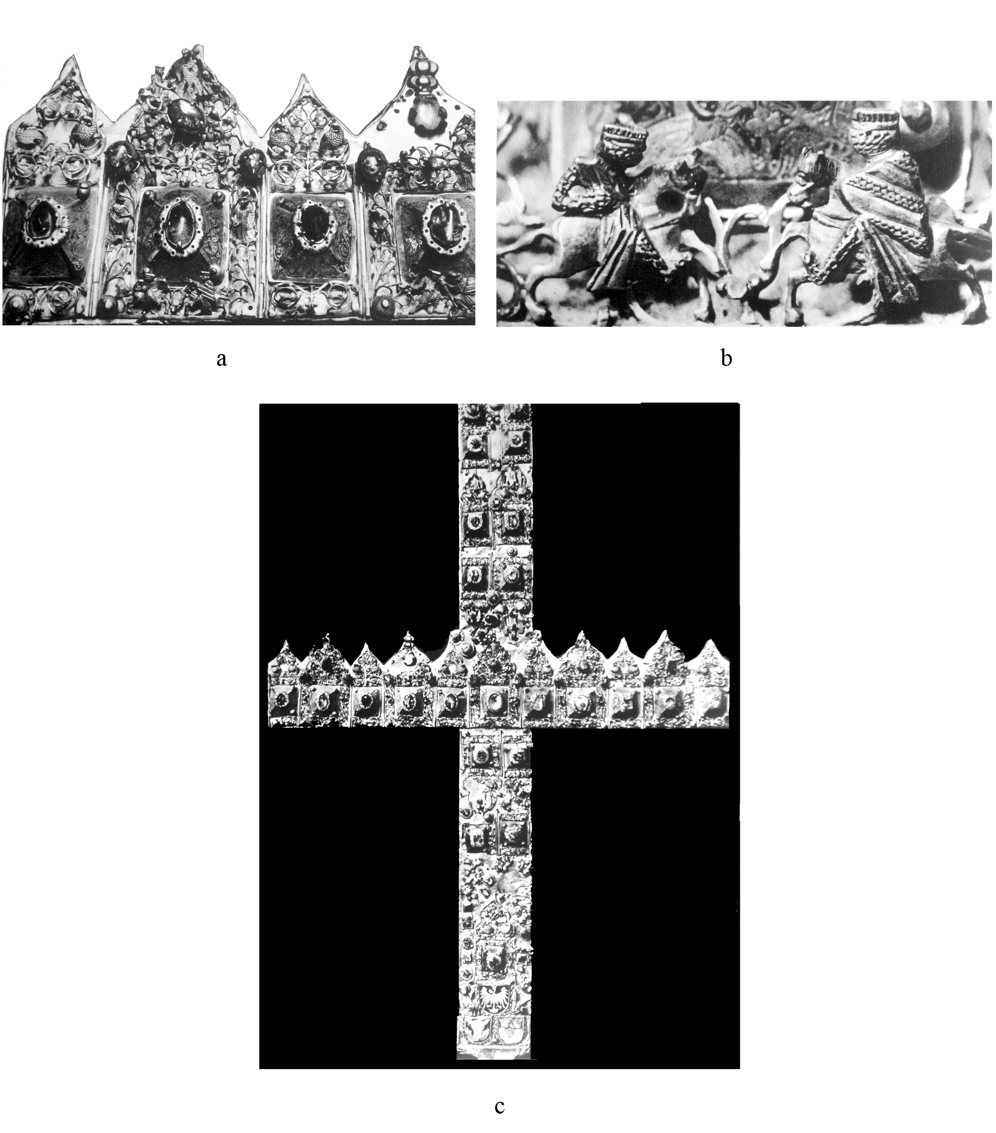 Fig. 20. Cross made of diadems, 13th century, the treasury of Krakow Cathedral. After: Walicki (ed.) 1971, pp. 298–301, figs. 1133–1137.